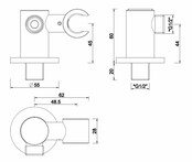 Wiesbaden Douchekophouder Caral Geborsteld Staal met doucheaansluiting Kantelbaar - 29.7944