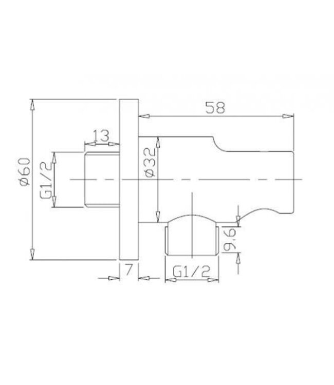 Wiesbaden Douchekophouder Caral Chroom met doucheaansluiting - 29.3800