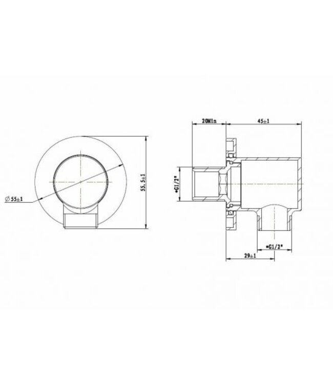 Wiesbaden Caral Wandaansluitbocht Rond 1/2" Gunmetal - 29.5801