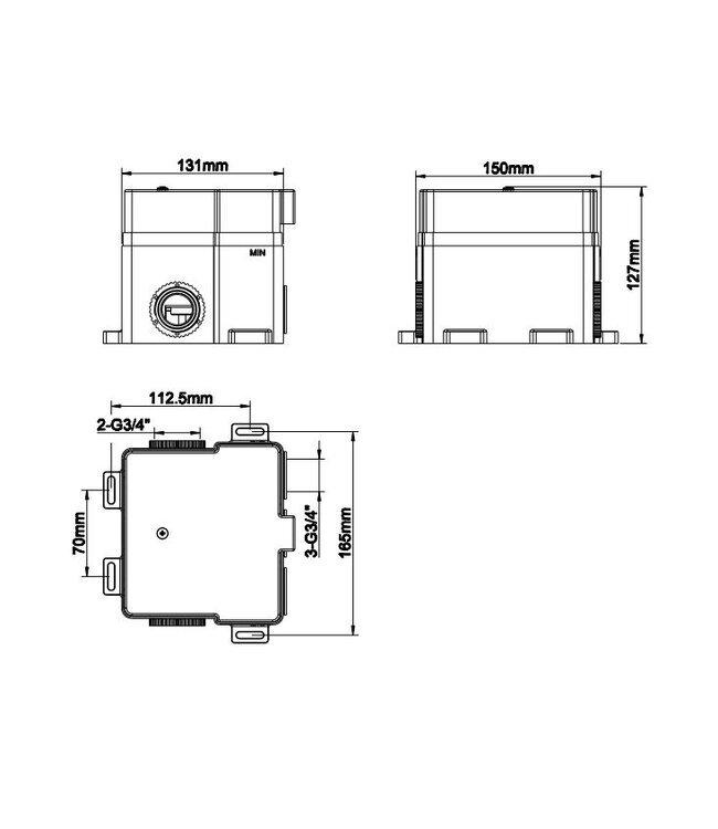 Wiesbaden Caral Klik Pro inbouwbox 2-wegs douchethermostaat - 29.3410