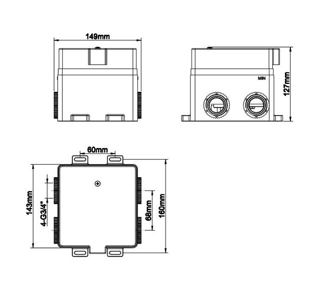 Wiesbaden Caral Klik Pro inbouwbox 3-wegs douchethermostaat - 29.3411