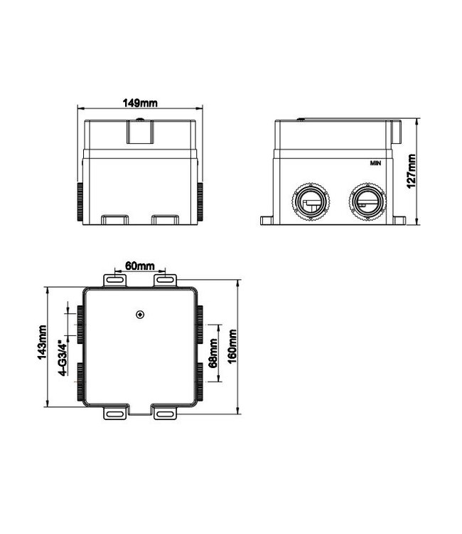 Wiesbaden Caral Klik Pro inbouwbox 3-wegs douchethermostaat - 29.3411