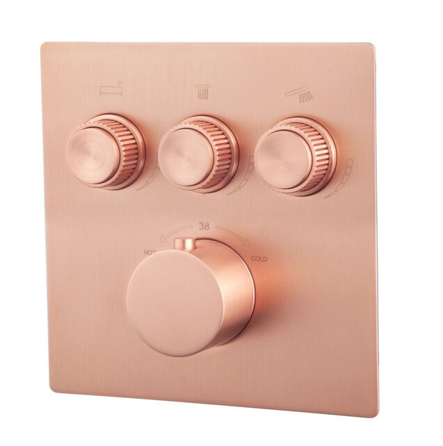 Inbouw douchekraan Wiesbaden Caral Klik Pro afbouwdeel 3-wegs Geborsteld koper - 29.3435