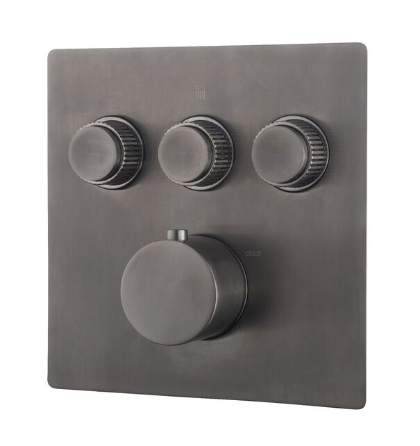 Inbouw douchekraan Wiesbaden Caral Klik Pro afbouwdeel 3-wegs Gunmetal - 29.3433 Inbouw douchekraan Wiesbaden Caral Klik Pro afbouwdeel 3-wegs Gunmetal - 29.3433