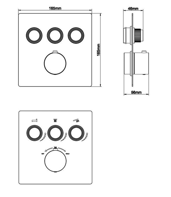 Wiesbaden Inbouw douchekraan Wiesbaden Caral Klik Pro afbouwdeel 3-wegs Chroom - 29.3430