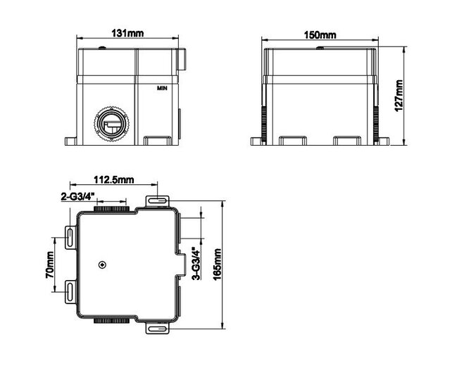 Inbouw douchekraan Wiesbaden Caral Klik Pro afbouwdeel 2-wegs Chroom - 29.3420