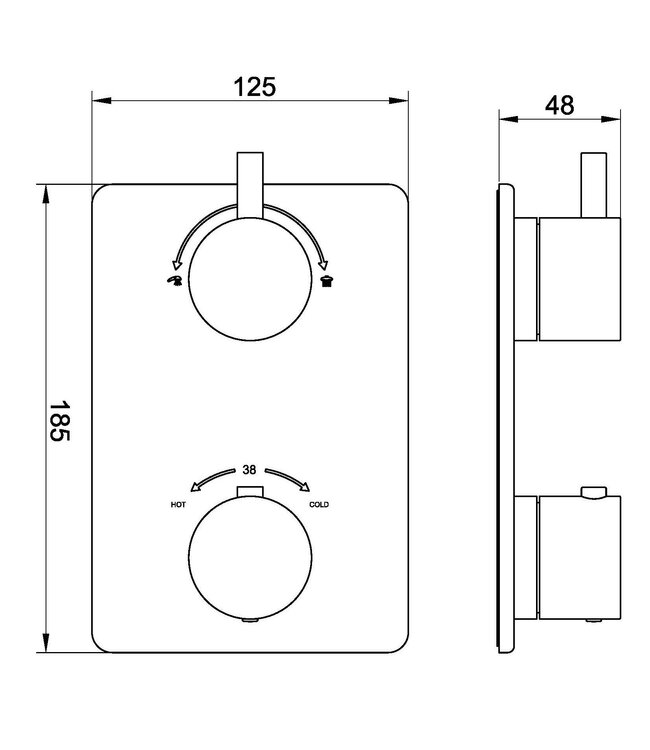 Inbouw douchekraan Wiesbaden Caral afbouwdeel Vierkant 2-wegs Geborsteld Staal - 29.2515