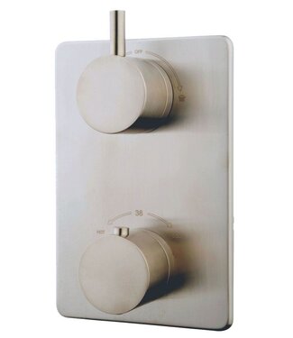 Wiesbaden Inbouw douchekraan Wiesbaden Caral afbouwdeel Vierkant 2-wegs Geborsteld Staal - 29.2515