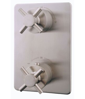 Wiesbaden Inbouw douchekraan Wiesbaden Cross afbouwdeel 2-wegs Geborsteld Staal met kruisgrepen - 29.2535