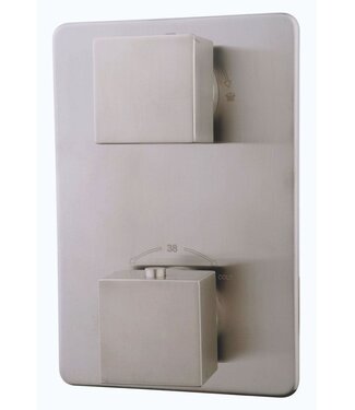 Wiesbaden Inbouw douchekraan Wiesbaden Rombo afbouwdeel 2-wegs Geborsteld Staal vierkante grepen - 29.2525