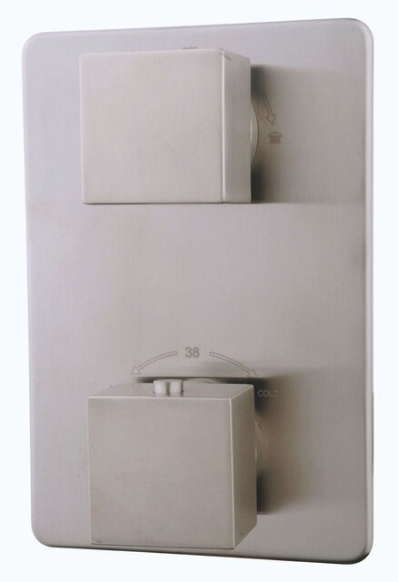 Inbouw douchekraan Wiesbaden Rombo afbouwdeel 2-wegs Geborsteld Staal vierkante grepen - 29.2525