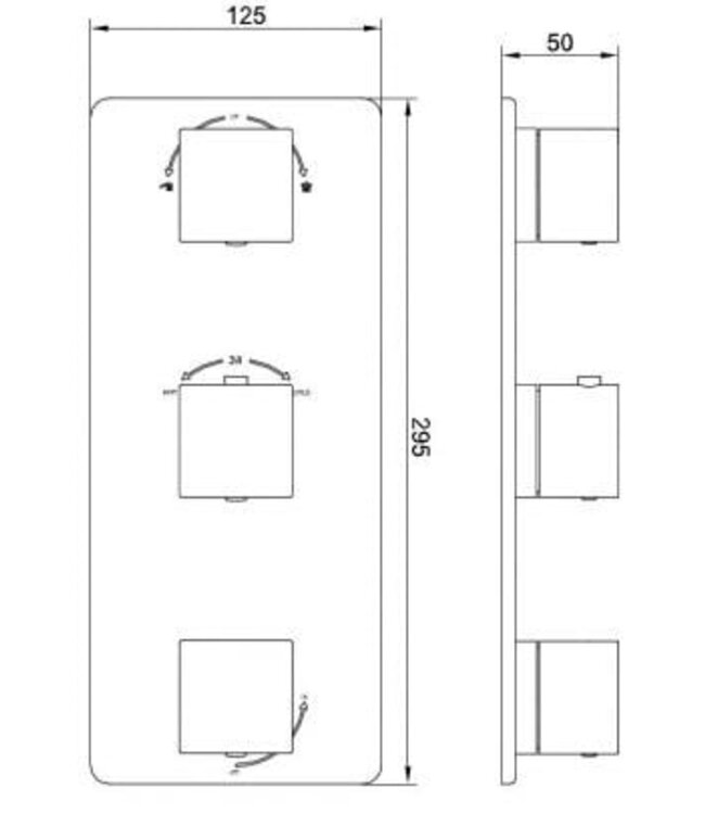 Wiesbaden Inbouw douchekraan Wiesbaden Rombo afbouwdeel 3-wegs Geborsteld Staal vierkante grepen - 29.2526