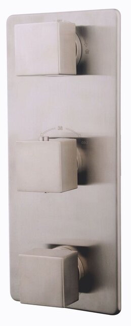 Inbouw douchekraan Wiesbaden Rombo afbouwdeel 3-wegs Geborsteld Staal vierkante grepen - 29.2526