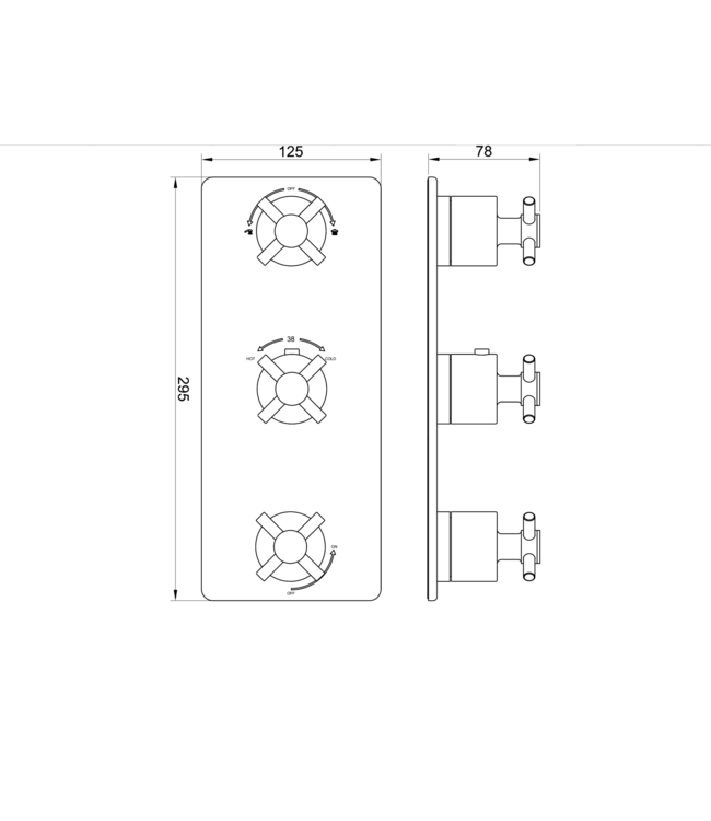 Wiesbaden Inbouw douchekraan Wiesbaden Cross afbouwdeel 3-wegs Geborsteld Staal kruisgrepen - 29.2536
