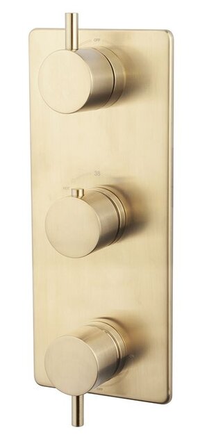 Inbouw douchekraan Wiesbaden Caral afbouwdeel 3-wegs Geborsteld Messing - 29.5511 Inbouw douchekraan Wiesbaden Caral afbouwdeel 3-wegs Geborsteld Messing - 29.5511