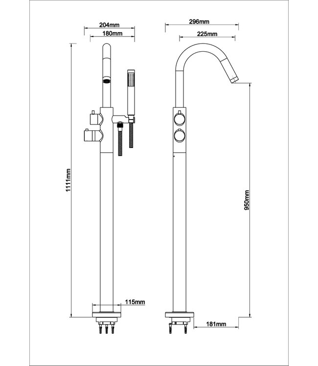 Wiesbaden Caral thermostatische Vrijstaande badkraan Mat Zwart - 29.2070