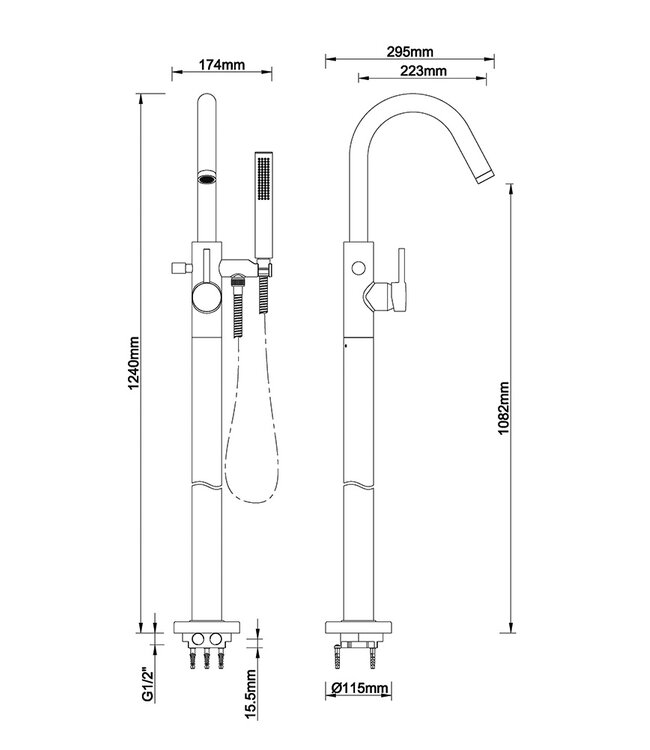 Wiesbaden Caral Vrijstaande badkraan Chroom - 29.3932