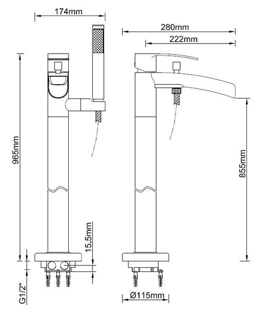 Wiesbaden Lima Vrijstaande badkraan waterval uitloop Chroom - 29.3952