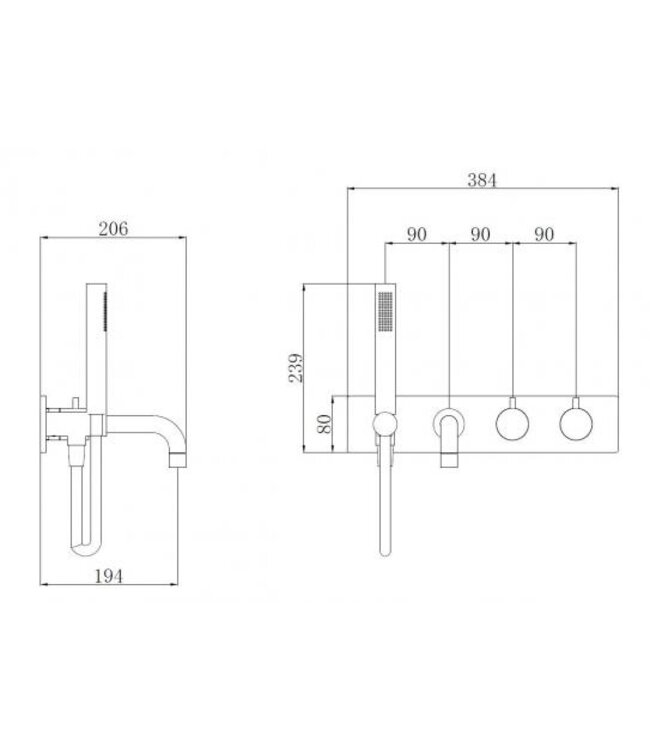 Wiesbaden Style Inbouw badkraan met thermostaat Geborsteld Messing - 29.1652