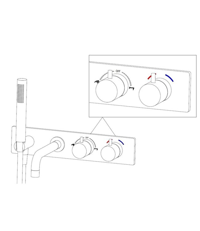 Wiesbaden Style Inbouw badkraan met thermostaat Geborsteld koper - 29.1653
