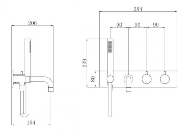 Wiesbaden Style Inbouw badkraan met thermostaat Geborsteld koper - 29.1653