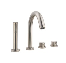 Wiesbaden Inbouw badkraan Caral 4-Gats badrandkraan met thermostaat afbouwset Geborsteld Staal - 29.4010