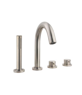 Wiesbaden Wiesbaden Inbouw badkraan Caral 4-Gats badrandkraan met thermostaat afbouwset Geborsteld Staal - 29.4010