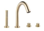 Wiesbaden Inbouw badkraan Caral 4-Gats badrandkraan met thermostaat afbouwset Geborsteld Messing - 29.5999 Wiesbaden Inbouw badkraan Caral 4-Gats badrandkraan met thermostaat afbouwset Geborsteld Messing - 29.5999