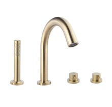 Wiesbaden Inbouw badkraan Caral 4-Gats badrandkraan met thermostaat afbouwset Geborsteld Messing - 29.5999