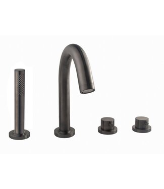 Wiesbaden Wiesbaden Inbouw badkraan Caral 4-Gats badrandkraan met thermostaat afbouwset Gunmetal - 29.7999