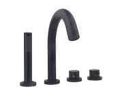 Wiesbaden Inbouw badkraan Caral 4-Gats badrandkraan met thermostaat afbouwset Mat Zwart - 29.2999