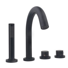 Wiesbaden Inbouw badkraan Caral 4-Gats badrandkraan met thermostaat afbouwset Mat Zwart - 29.2999