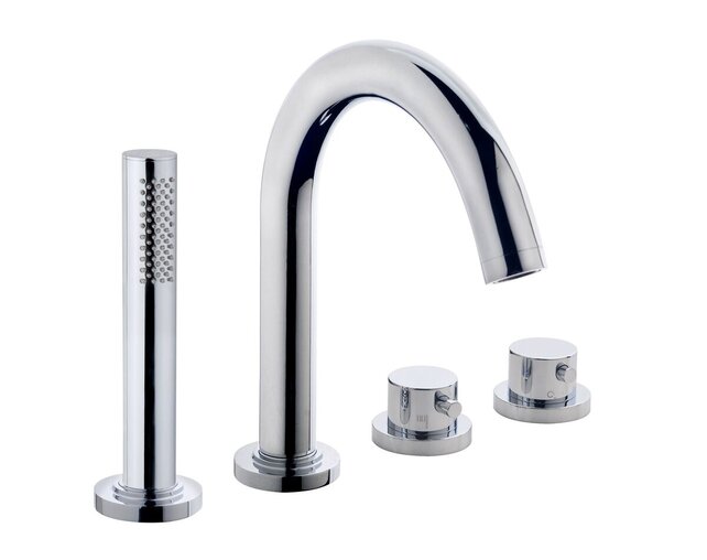 Wiesbaden Inbouw badkraan Caral 4-Gats badrandkraan met thermostaat afbouwset Chroom - 29.3999