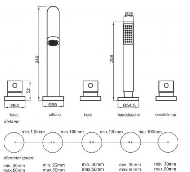 Wiesbaden Inbouw badkraan Caral 5-Gats thermostatisch Chroom incl. Inbouwdeel - 29.3961 Wiesbaden Inbouw badkraan Caral 5-Gats thermostatisch Chroom incl. Inbouwdeel - 29.3961