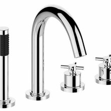 Wiesbaden Inbouw badkraan Cross 4-Gats badrandkraan met thermostaat afbouwset Chroom - 29.3992