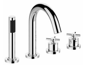 Wiesbaden Inbouw badkraan Cross 4-Gats badrandkraan met thermostaat afbouwset Chroom - 29.3992