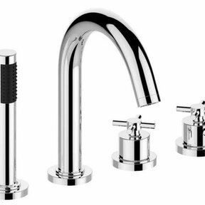 Wiesbaden Inbouw badkraan Cross 4-Gats badrandkraan met thermostaat afbouwset Chroom - 29.3992