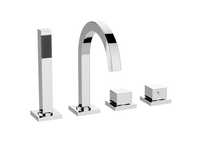 Wiesbaden Inbouw badkraan Rombo 4-Gats badrandkraan met thermostaat afbouwset Chroom - 29.3993