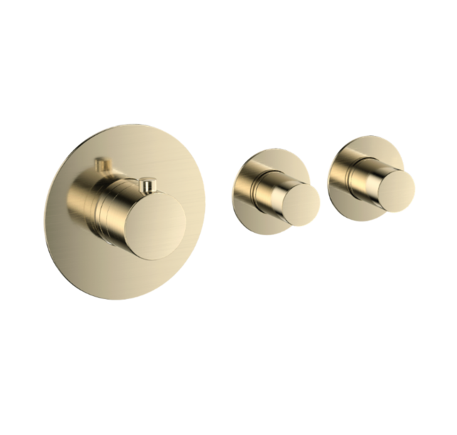 Badkraan inbouw Effeze Geborsteld Goud Thermostatisch - 2 functies