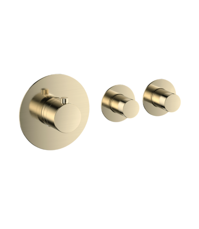 Badkraan inbouw Effeze Geborsteld Goud Thermostatisch - 2 functies