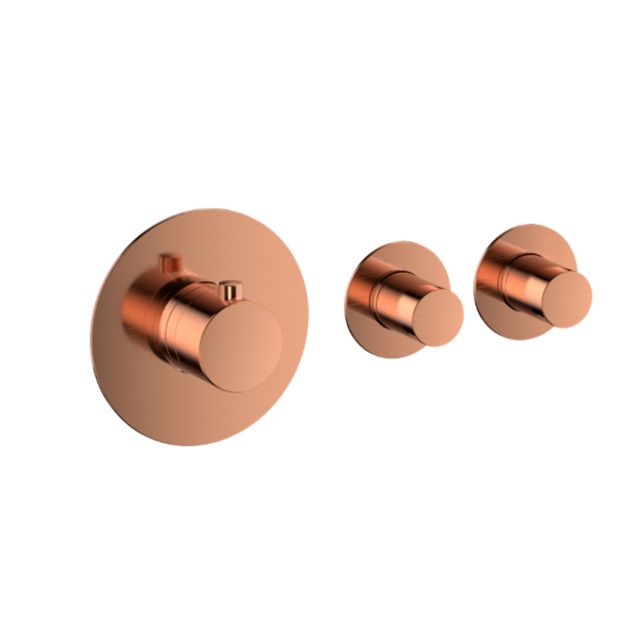 Badkraan inbouw Effeze Geborsteld Brons Thermostatisch - 2 functies