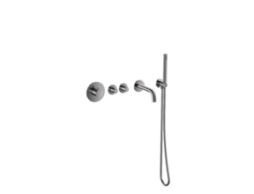 Badkraan inbouw Ribbed Gunmetal Thermostatisch - 2 functies