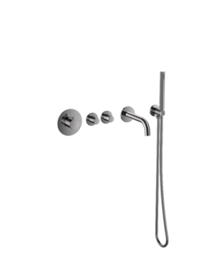 SANI-SUPPLY Badkraan inbouw Ribbed Gunmetal Thermostatisch - 2 functies