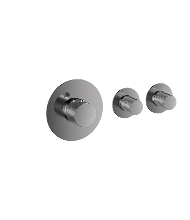 SANI-SUPPLY Badkraan inbouw Ribbed Gunmetal Thermostatisch - 2 functies