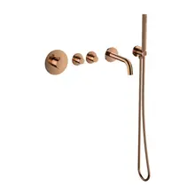 Badkraan inbouw Ribbed Geborsteld Brons Thermostatisch - 2 functies