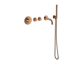 Badkraan inbouw Ribbed Geborsteld Brons Thermostatisch - 2 functies