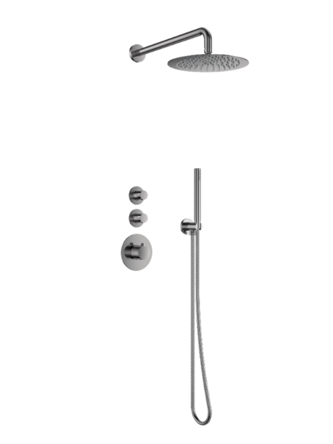 Regendouche set Inbouw Effeze Deluxe Gunmetal 25cm stortdouche Regendouche set Inbouw Effeze Deluxe Gunmetal 25cm stortdouche