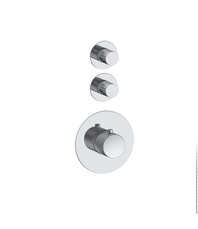 Regendouche set Inbouw Ribbed Deluxe Chroom 25cm stortdouche