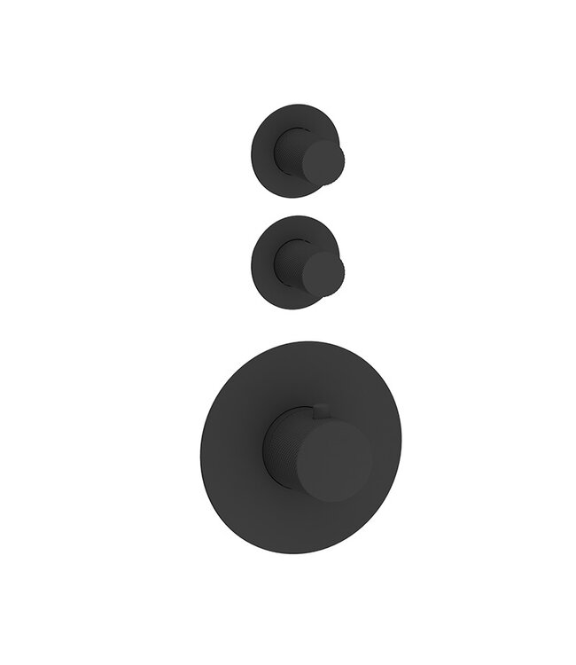 SANI-SUPPLY Regendouche set Inbouw Ribbed Deluxe Mat Zwart 25cm stortdouche