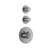 Regendouche set Inbouw Ribbed Deluxe Gunmetal 25cm stortdouche